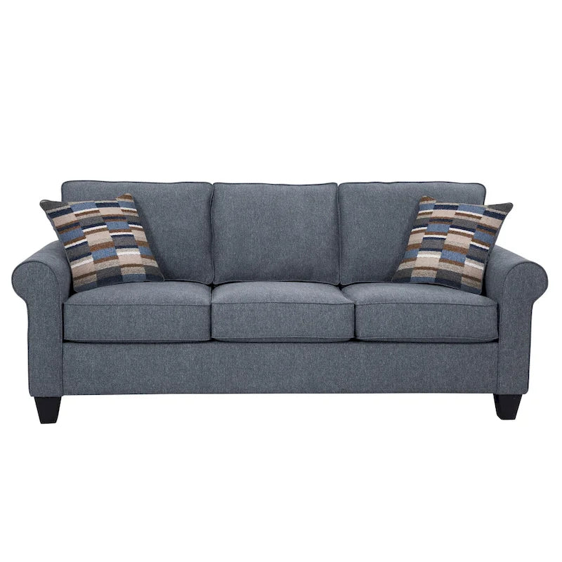 Model 8-010-A330V22 Eureka Rolled Arm Sofa with Two Pillows