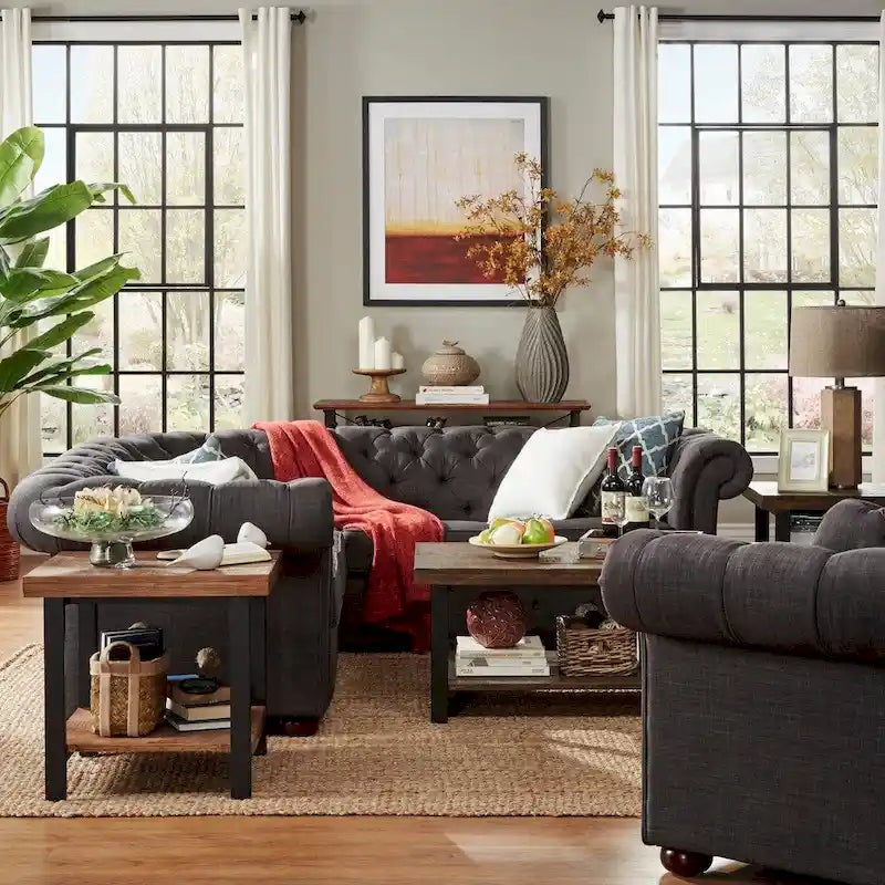 Knightsbridge Scrolled Arm Chesterfield Sectional by