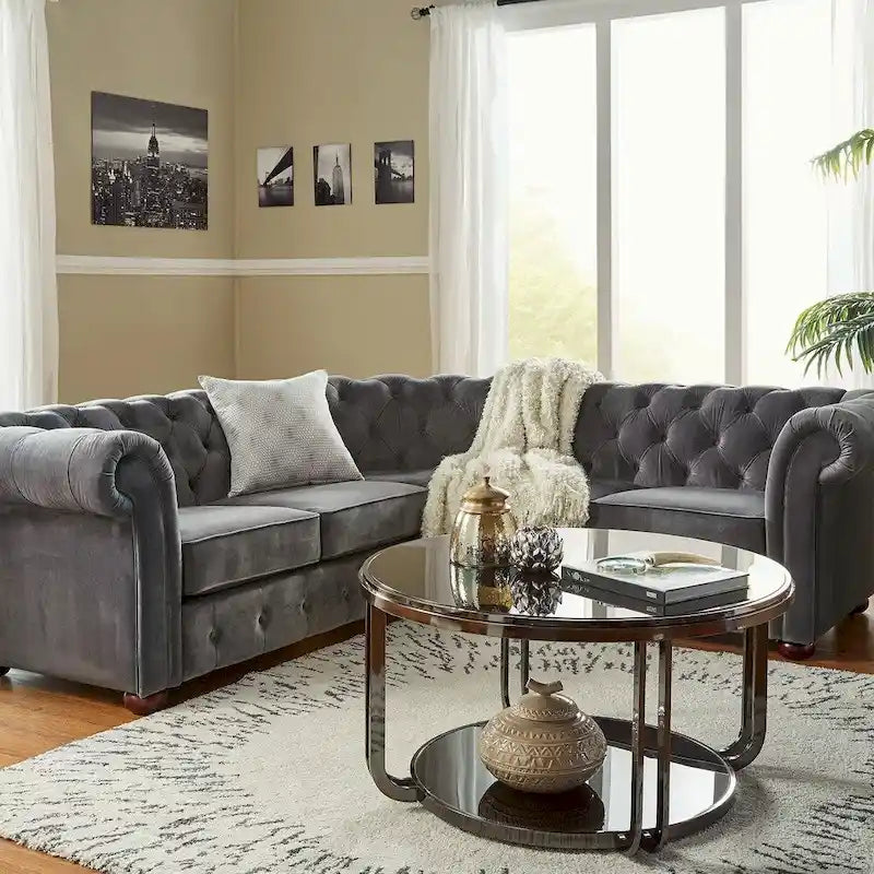 Knightsbridge Scrolled Arm Chesterfield Sectional by
