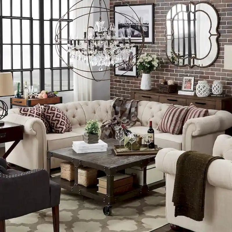 Knightsbridge Scrolled Arm Chesterfield Sectional by 