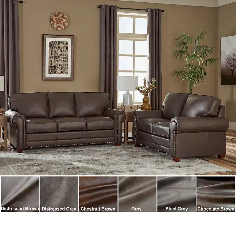 Made in USA  Top Grain Leather Sofa and Loveseat Set