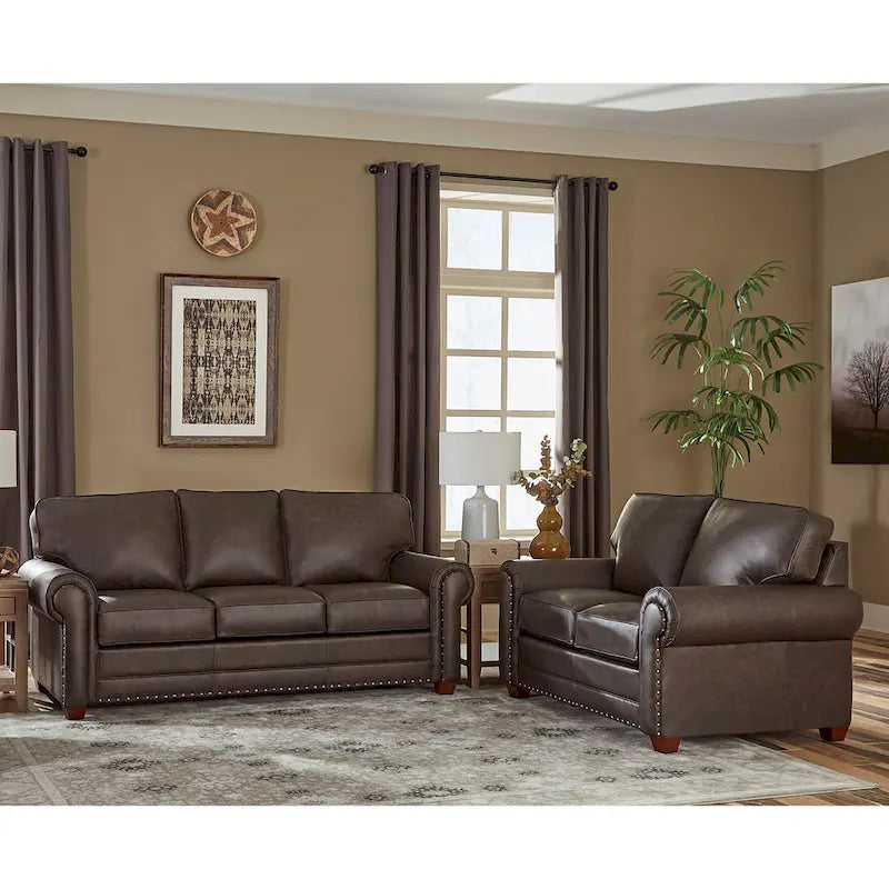 Made in USA  Top Grain Leather Sofa and Loveseat Set