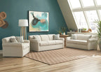 Belgian Ivory Sleeper Sofa Bed w/ Gel Memory Foam Mattress