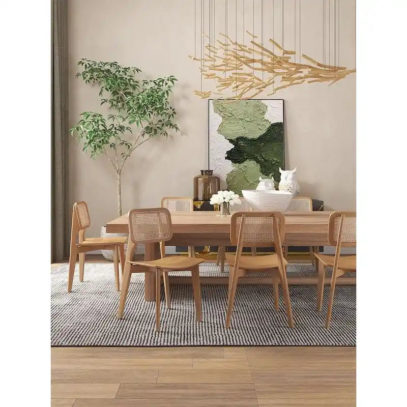 Versailles Square Dining Chair in Black and Natural Cane - Set of 2