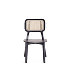 Versailles Square Dining Chair in Black and Natural Cane - Set of 2