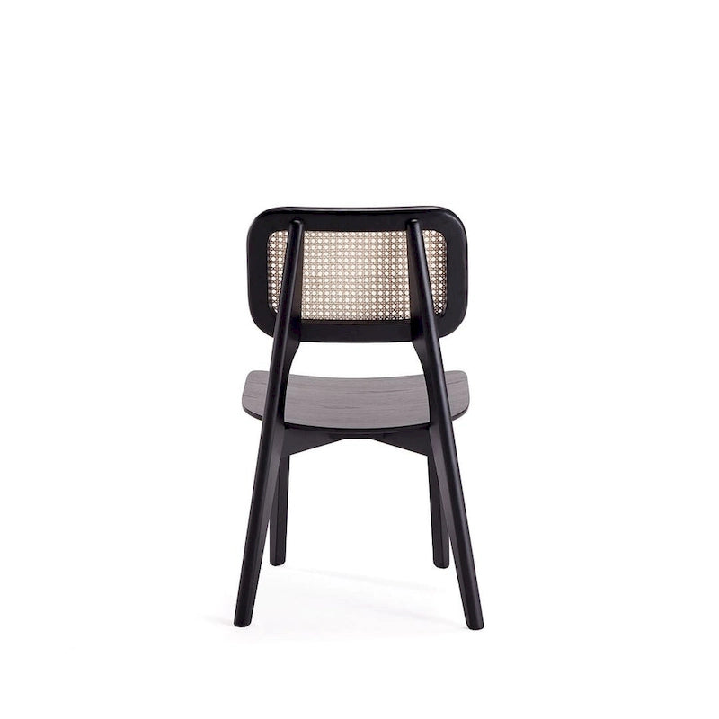 Versailles Square Dining Chair in Black and Natural Cane - Set of 2