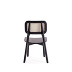 Versailles Square Dining Chair in Black and Natural Cane - Set of 2