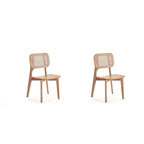 Versailles Square Dining Chair in Black and Natural Cane - Set of 2