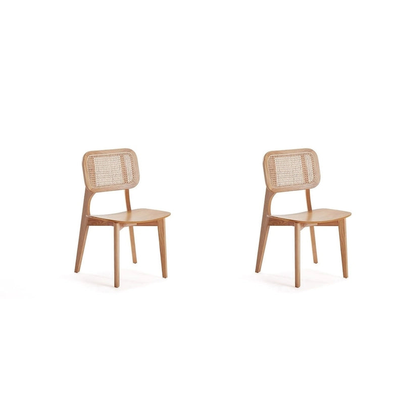 Versailles Square Dining Chair in Black and Natural Cane - Set of 2