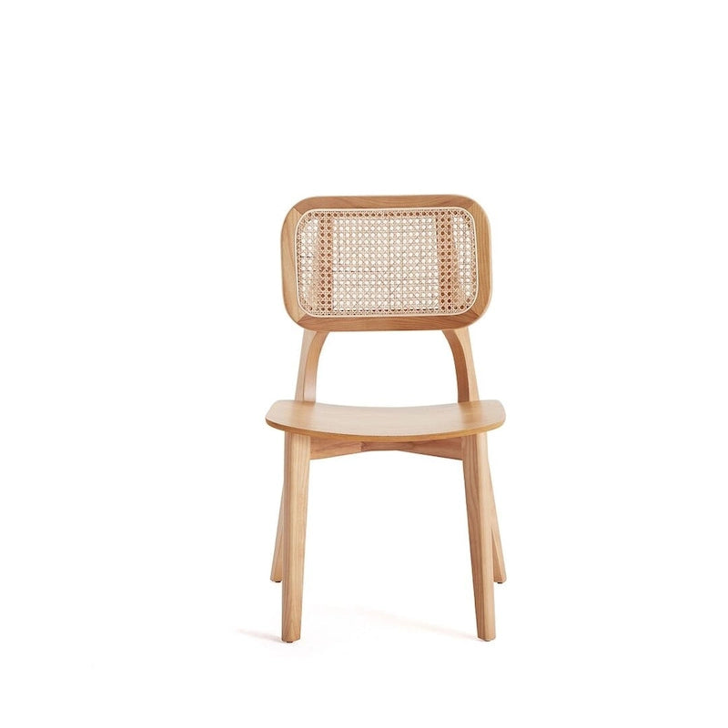 Versailles Square Dining Chair in Black and Natural Cane - Set of 2