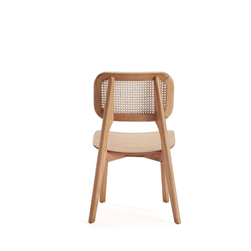 Versailles Square Dining Chair in Black and Natural Cane - Set of 2
