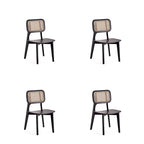 Versailles Square Dining Chair in Black and Natural Cane - Set of 2