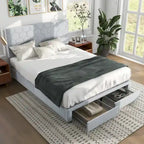 Honeycomb Modern Grey Velvet Headboard Storage Guest Bed by