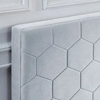 Honeycomb Modern Grey Velvet Headboard Storage Guest Bed by