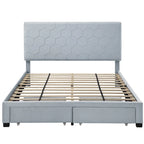Honeycomb Modern Grey Velvet Headboard Storage Guest Bed by