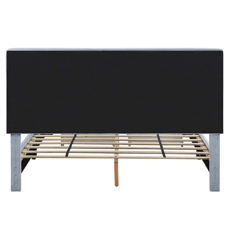 Honeycomb Modern Grey Velvet Headboard Storage Guest Bed by