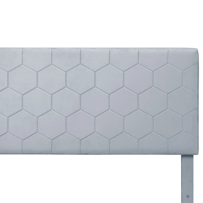 Honeycomb Modern Grey Velvet Headboard Storage Guest Bed by
