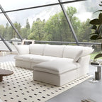 L-Shaped Linen Sectional Sofa Modern Comfortable Sofa