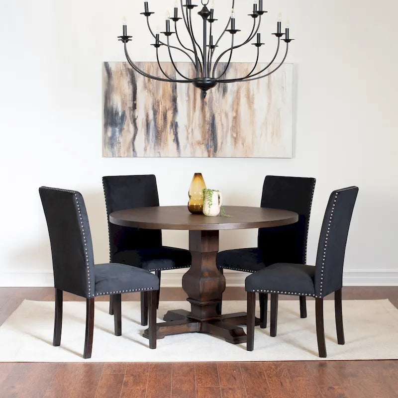 Fordsville 5-piece Dining Set, Pedestal Round Table with 4 Stylish Chairs
