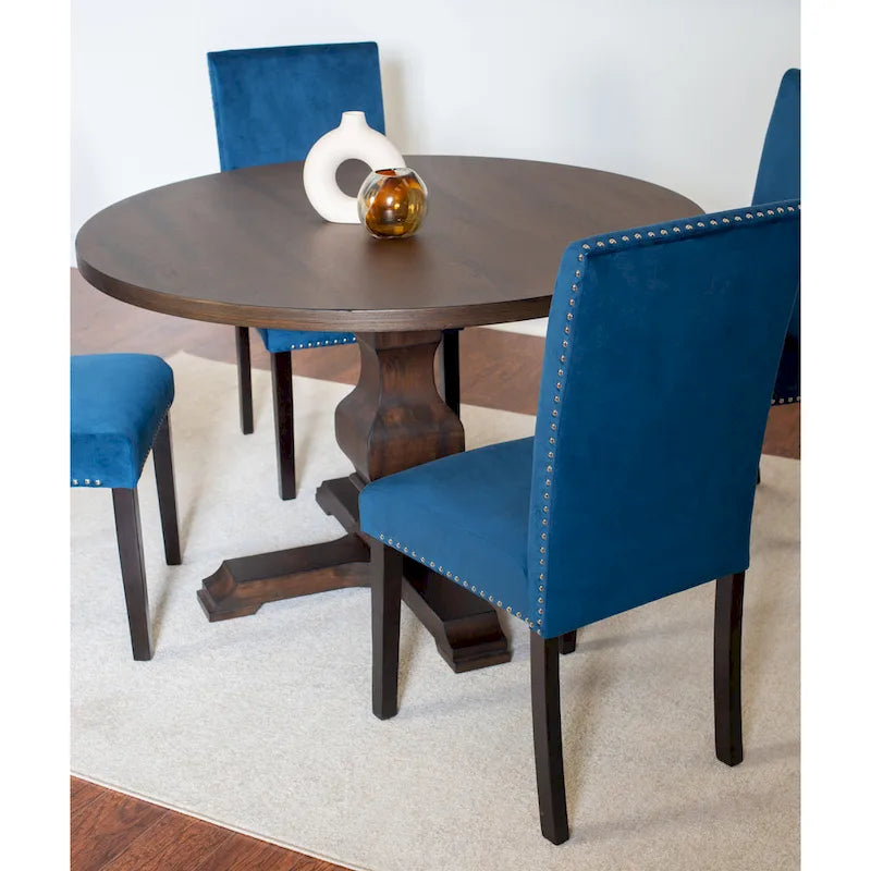 Fordsville 5-piece Dining Set, Pedestal Round Table with 4 Stylish Chairs