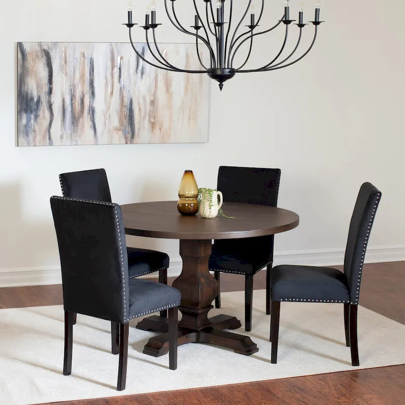 Fordsville 5-piece Dining Set, Pedestal Round Table with 4 Stylish Chairs