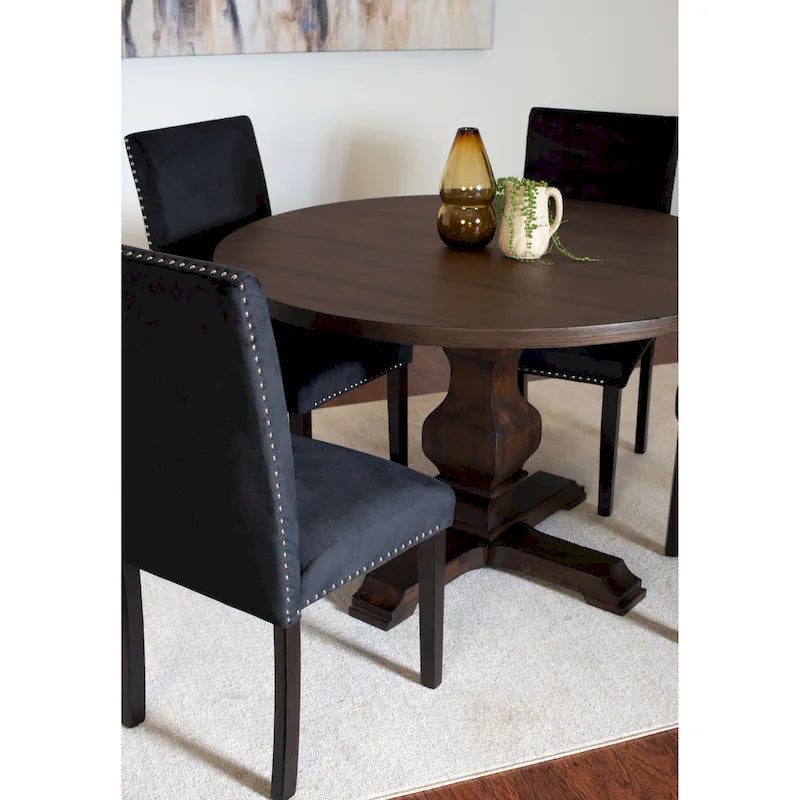 Fordsville 5-piece Dining Set, Pedestal Round Table with 4 Stylish Chairs