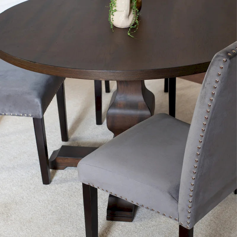 Fordsville 5-piece Dining Set, Pedestal Round Table with 4 Stylish Chairs