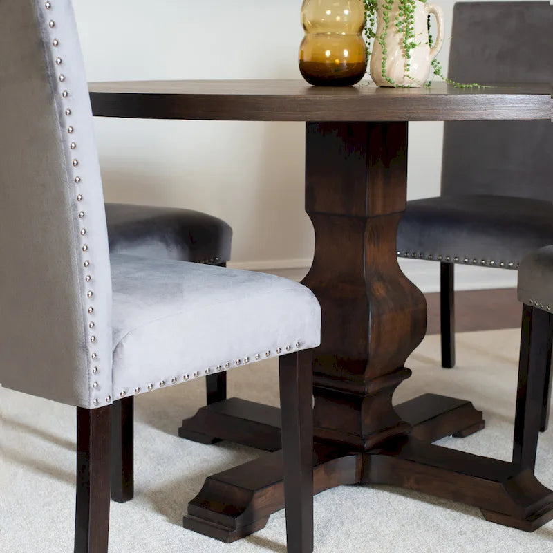 Fordsville 5-piece Dining Set, Pedestal Round Table with 4 Stylish Chairs