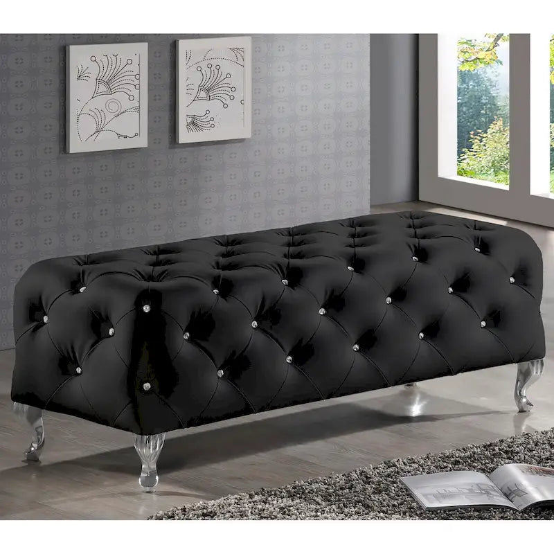 Heston Crystal Tufted Modern Bench