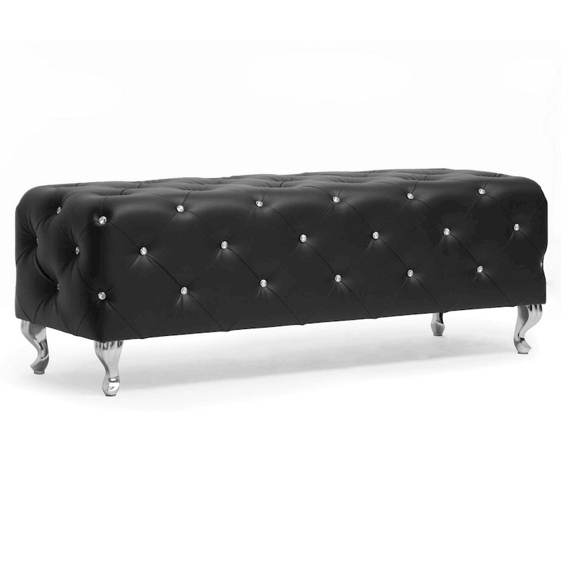 Heston Crystal Tufted Modern Bench