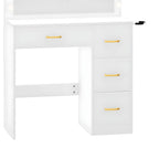 35.4 Mirror Makeup Vanity Table with Stool and Light Bulb - 35.4L x 15.7W x 53.5H