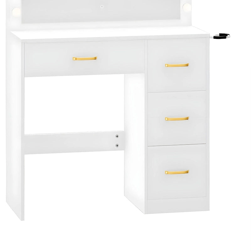 35.4 Mirror Makeup Vanity Table with Stool and Light Bulb - 35.4L x 15.7W x 53.5H