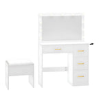 35.4 Mirror Makeup Vanity Table with Stool and Light Bulb - 35.4L x 15.7W x 53.5H