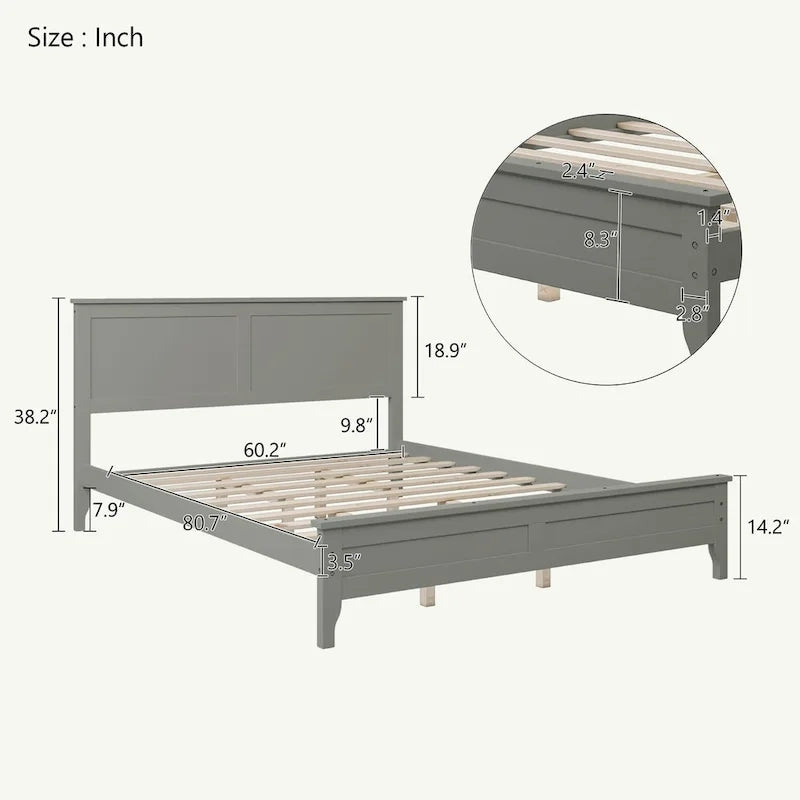 Solid Wood Queen Platform Bed