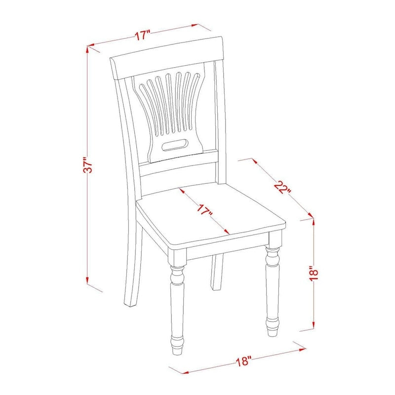 Plainville Kitchen Dining Chairs - Solid Wood Chairs, Set of 2, Buttermilk & Cherry (Chair Seat Option)