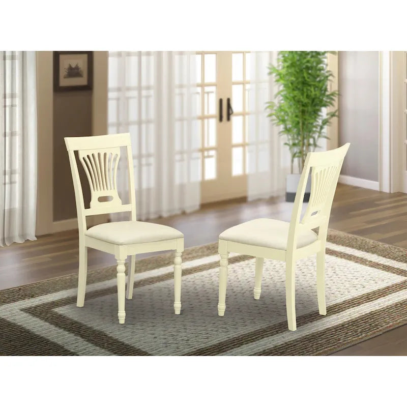 Plainville Kitchen Dining Chairs - Solid Wood Chairs, Set of 2, Buttermilk & Cherry (Chair Seat Option)