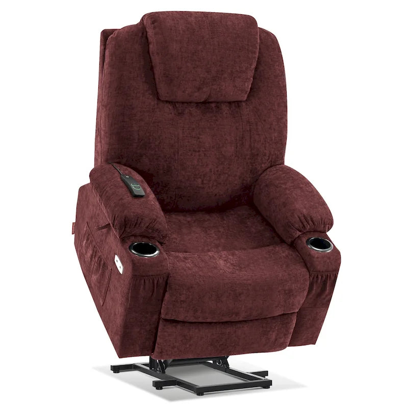 Large Power Lift Recliner Chair with Massage, Cup Holders, Extended Footrest, Fabric 7516