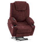 Large Power Lift Recliner Chair with Massage, Cup Holders, Extended Footrest, Fabric 7516