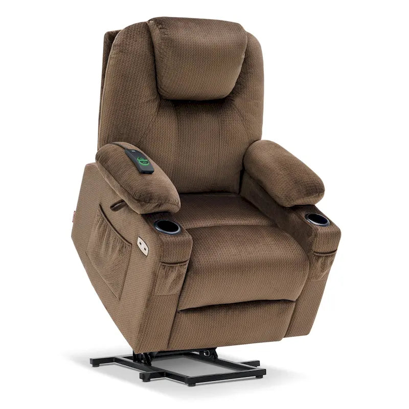 Large Power Lift Recliner Chair with Massage, Cup Holders, Extended Footrest, Fabric 7516