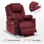 Large Power Lift Recliner Chair with Massage, Cup Holders, Extended Footrest, Fabric 7516