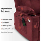 Large Power Lift Recliner Chair with Massage, Cup Holders, Extended Footrest, Fabric 7516