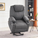 Large Power Lift Recliner Chair with Massage, Cup Holders, Extended Footrest, Fabric 7516