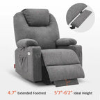 Large Power Lift Recliner Chair with Massage, Cup Holders, Extended Footrest, Fabric 7516