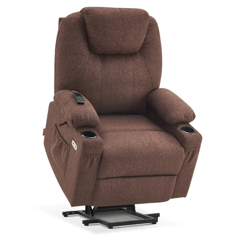 Large Power Lift Recliner Chair with Massage, Cup Holders, Extended Footrest, Fabric 7516