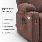 Large Power Lift Recliner Chair with Massage, Cup Holders, Extended Footrest, Fabric 7516