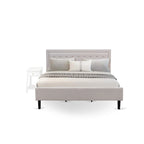 Platform King Size Bedroom Set with 1 Bed Frame and Nightstands - Mist Beige Linen Fabric(Pieces Options)