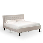 Platform King Size Bedroom Set with 1 Bed Frame and Nightstands - Mist Beige Linen Fabric(Pieces Options)