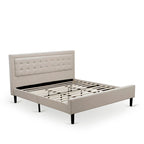 Platform King Size Bedroom Set with 1 Bed Frame and Nightstands - Mist Beige Linen Fabric(Pieces Options)