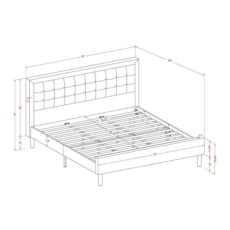 Platform King Size Bedroom Set with 1 Bed Frame and Nightstands - Mist Beige Linen Fabric(Pieces Options)