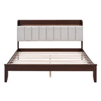 Platform Bed with USB Charging Station and Storage Upholstered Headboard,LED Bed Frame,No Box Spring Needed